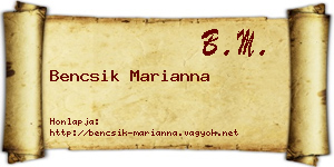 Bencsik Marianna névjegykártya